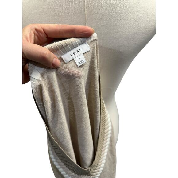 Reiss Sadie Cotton Blend Marled V-Neck Knit Top in Neutral - Picture 10 of 11